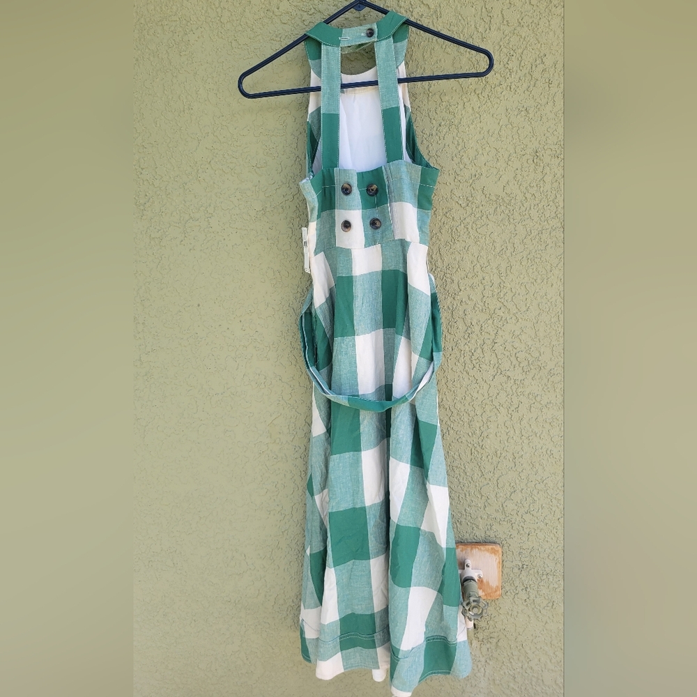 Anthropologie Maeve Greta Gingham Dress Green Cream - Picture 5 of 6